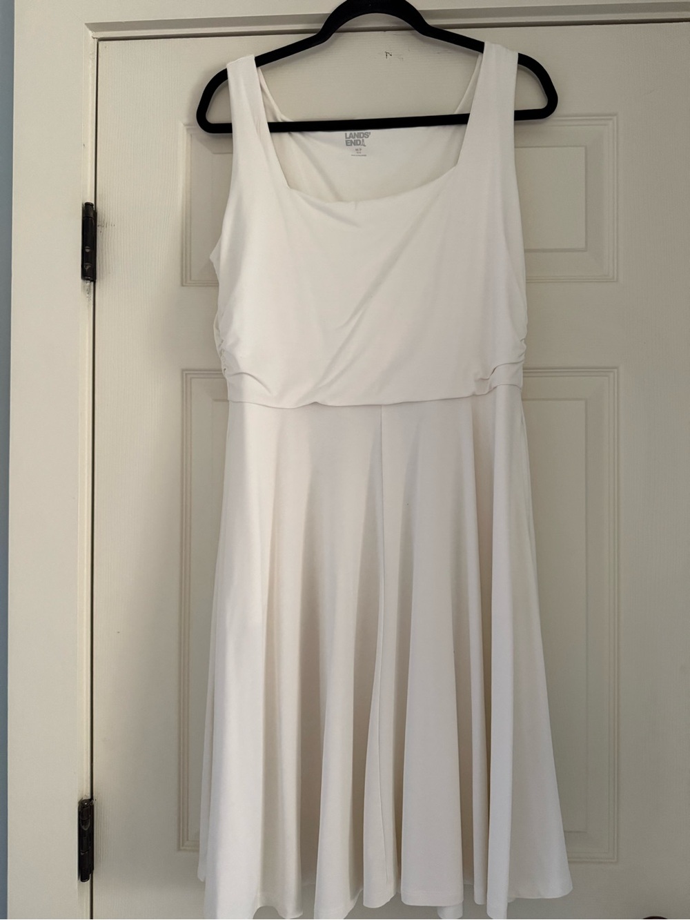 Lands' End Cream Sleeveless A-Line Dress